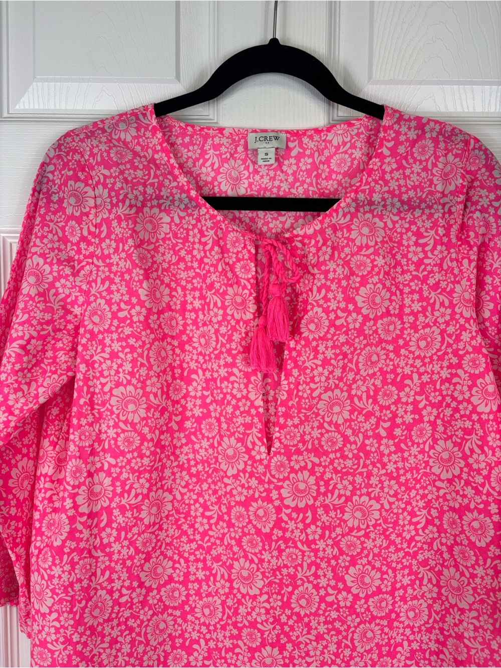 J. Crew neon pink floral tunic swim cover up sz sm - Picture 2 of 9